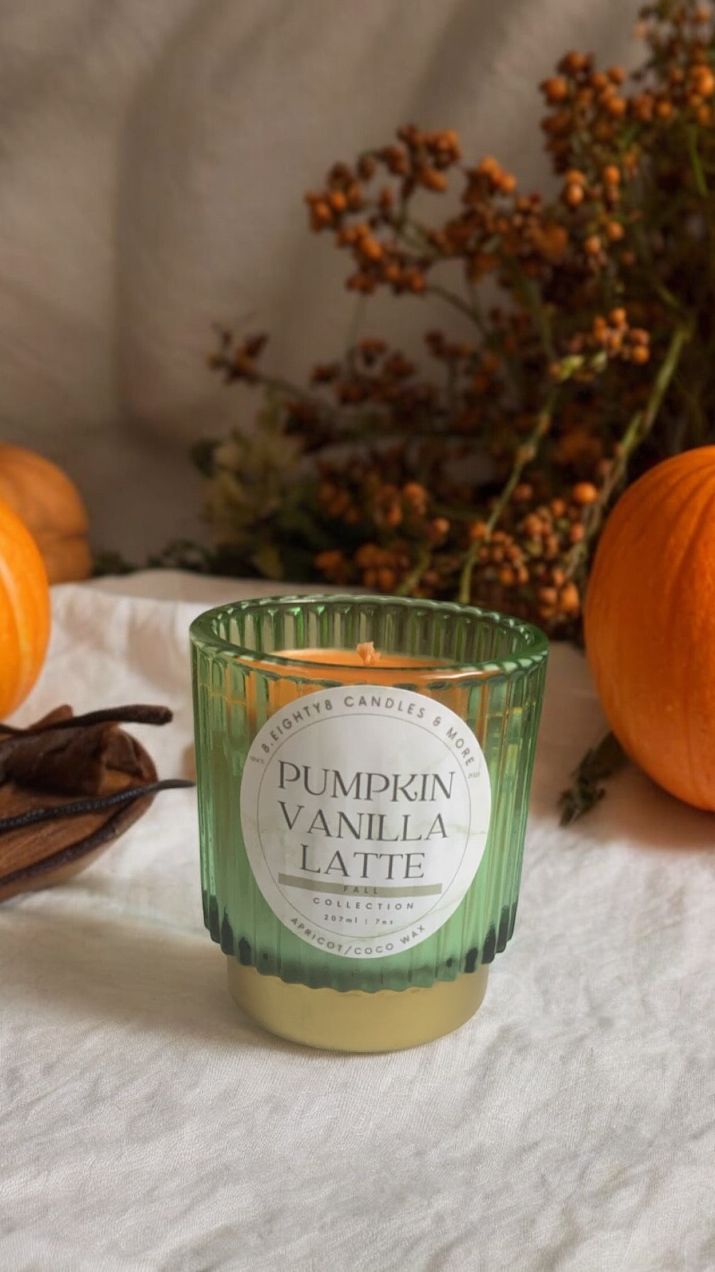 Pumpkin Vanilla Latte Glass Candle