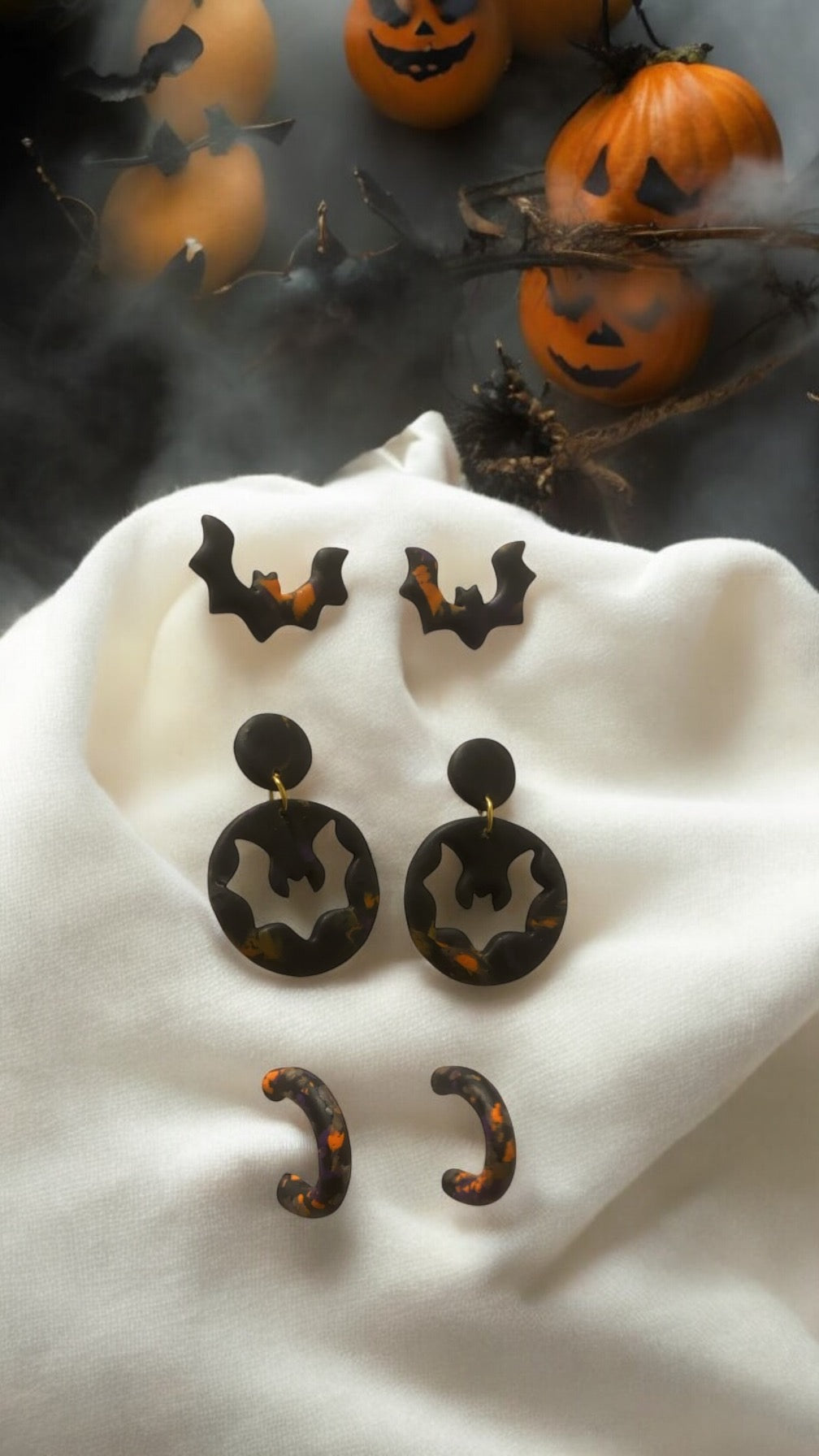 Bat Studs and Hoops Earrings Set